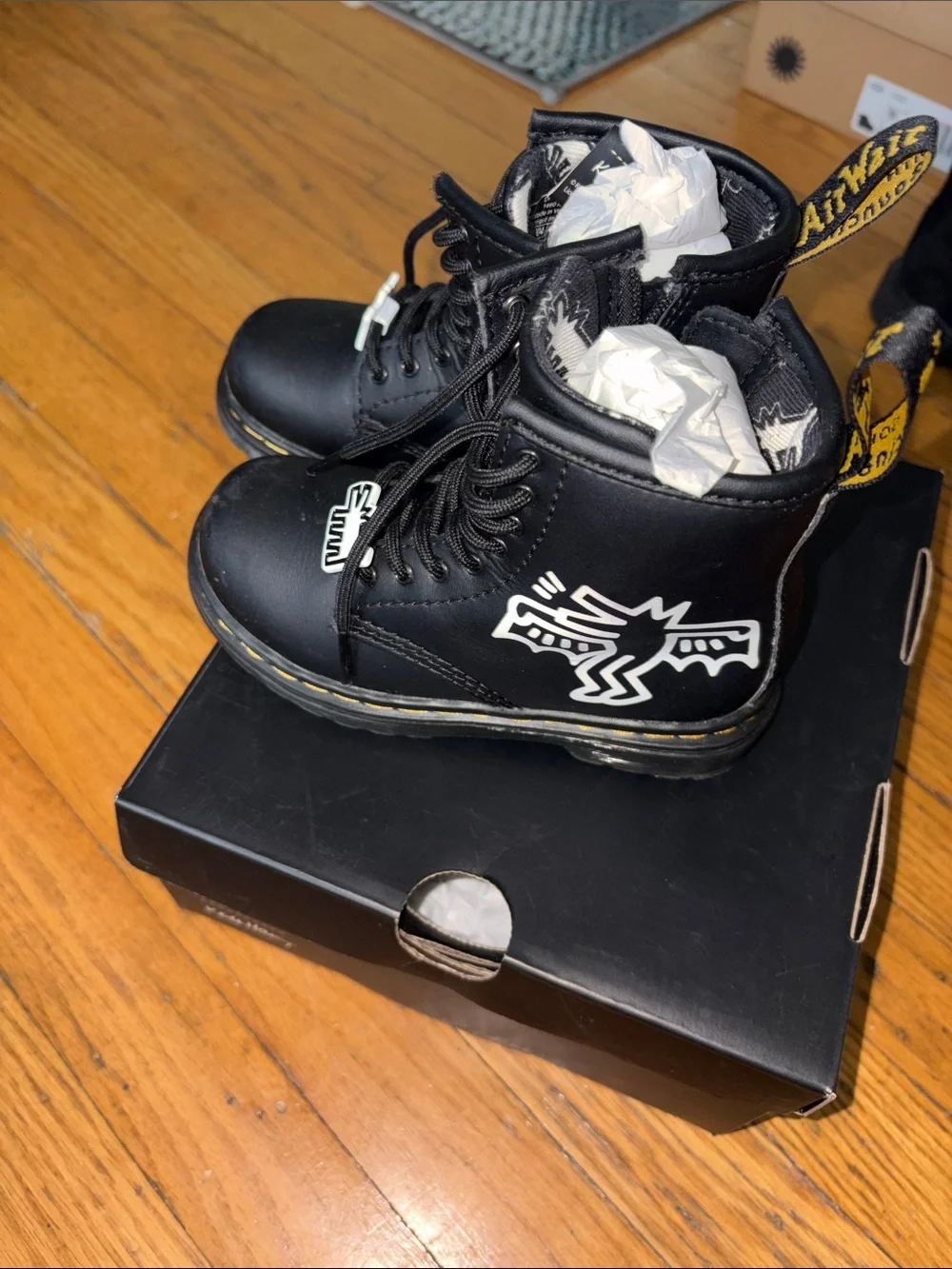 Kids' Dr. Martens x Keith Haring Black Leather Boots